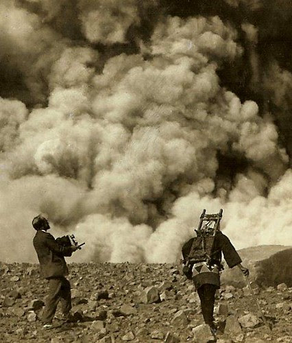 SHOOTING THE VOLCANO IN OLD JAPAN  -- Photographer and Coolie Living Dangerously by Okinawa Soba