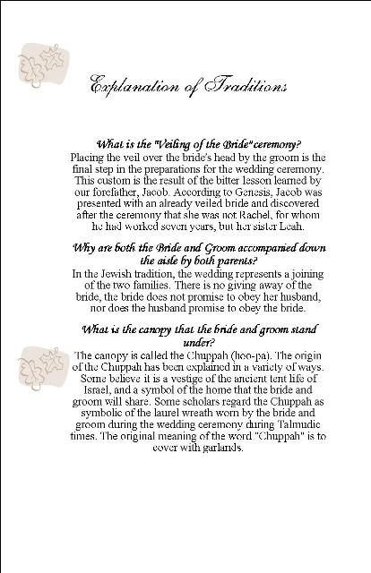 Brides Helping Brides ™ - jewish wedding programs | LIWeddings