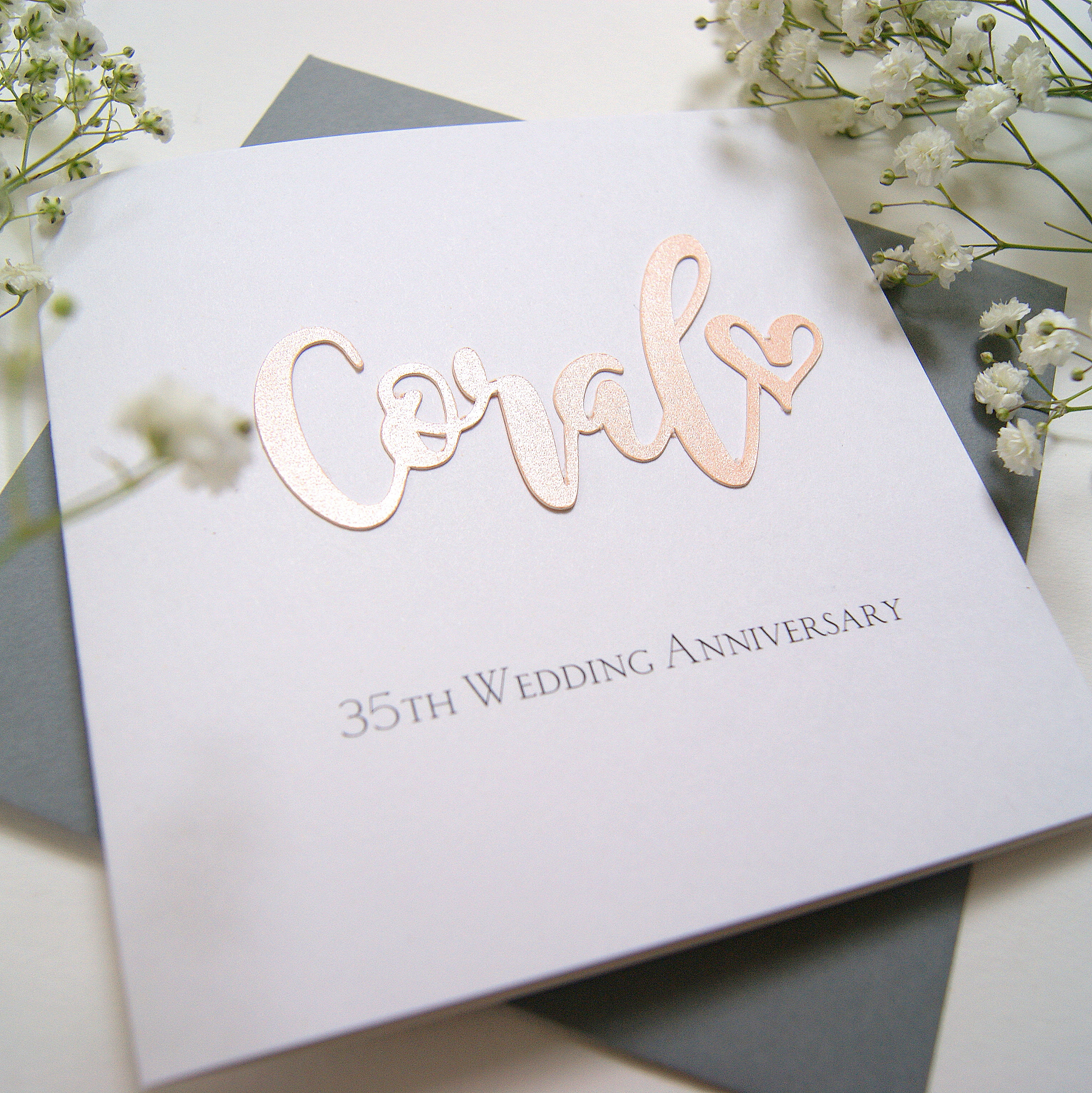 coral  wedding anniversary card shop