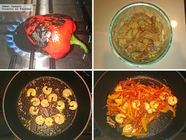 Preparacion fajitas camaron