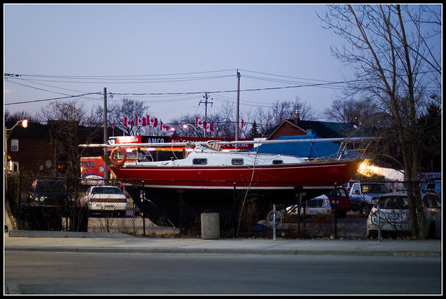 Boat in the parking lot