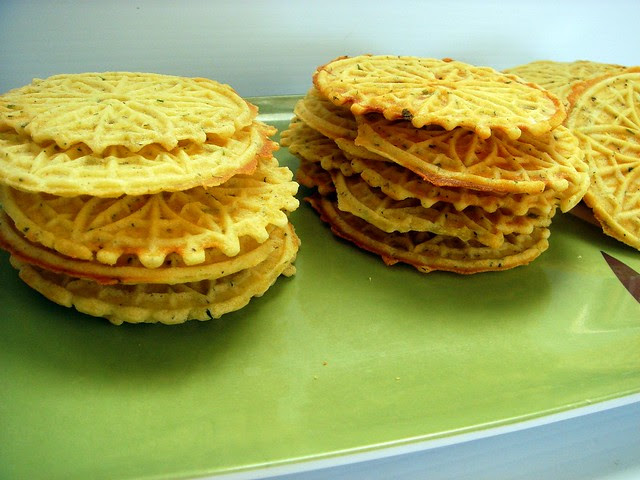 savory lentil-rice pizzelles