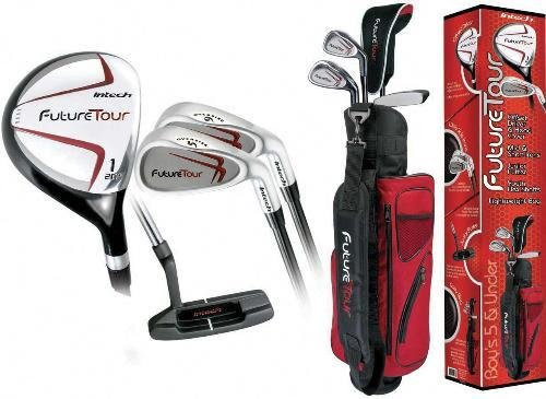 Intech Future Tour Pee Wee Junior Golf Set, (Left-Handed, Age 5 and Under, Oversize Driver, Mirror Finish 5 and 9 Irons, Putter, Collapsible Nylon Bag)