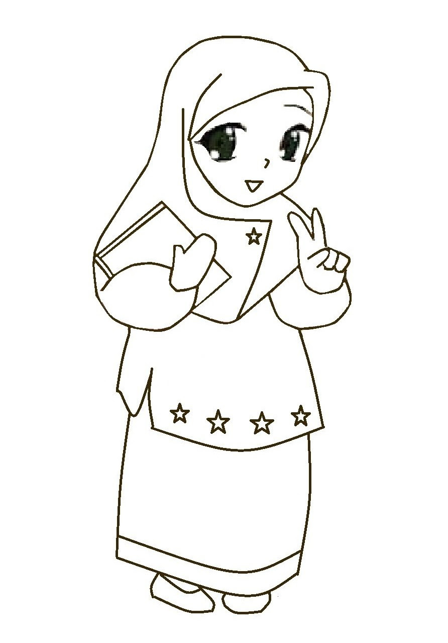 Mewarnai Gambar Kartun Muslimah Comel Azhan co Mewarnai Gambar Kartun Muslimah Comel Azhan co