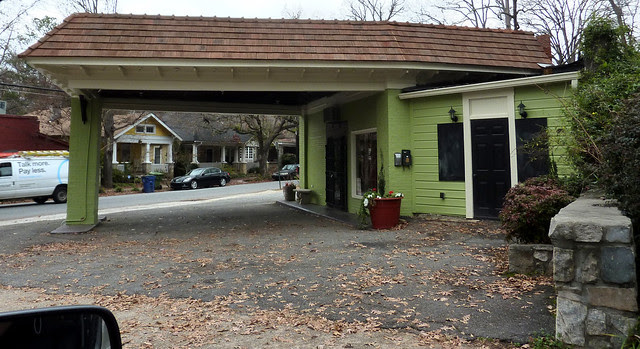 P1140489-2012-12-10--McLendon-at-Oakdale- former-gas-stations-color-testing-paint-samples-complete-Gilded-Angel