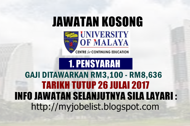Jawatan Kosong Universiti Malaya (UMCCed) Julai 2017