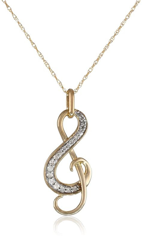 Micro pave diamond pendant | marisa perry. 10k Yellow Gold Diamond Music Note Pendant Necklace, 18