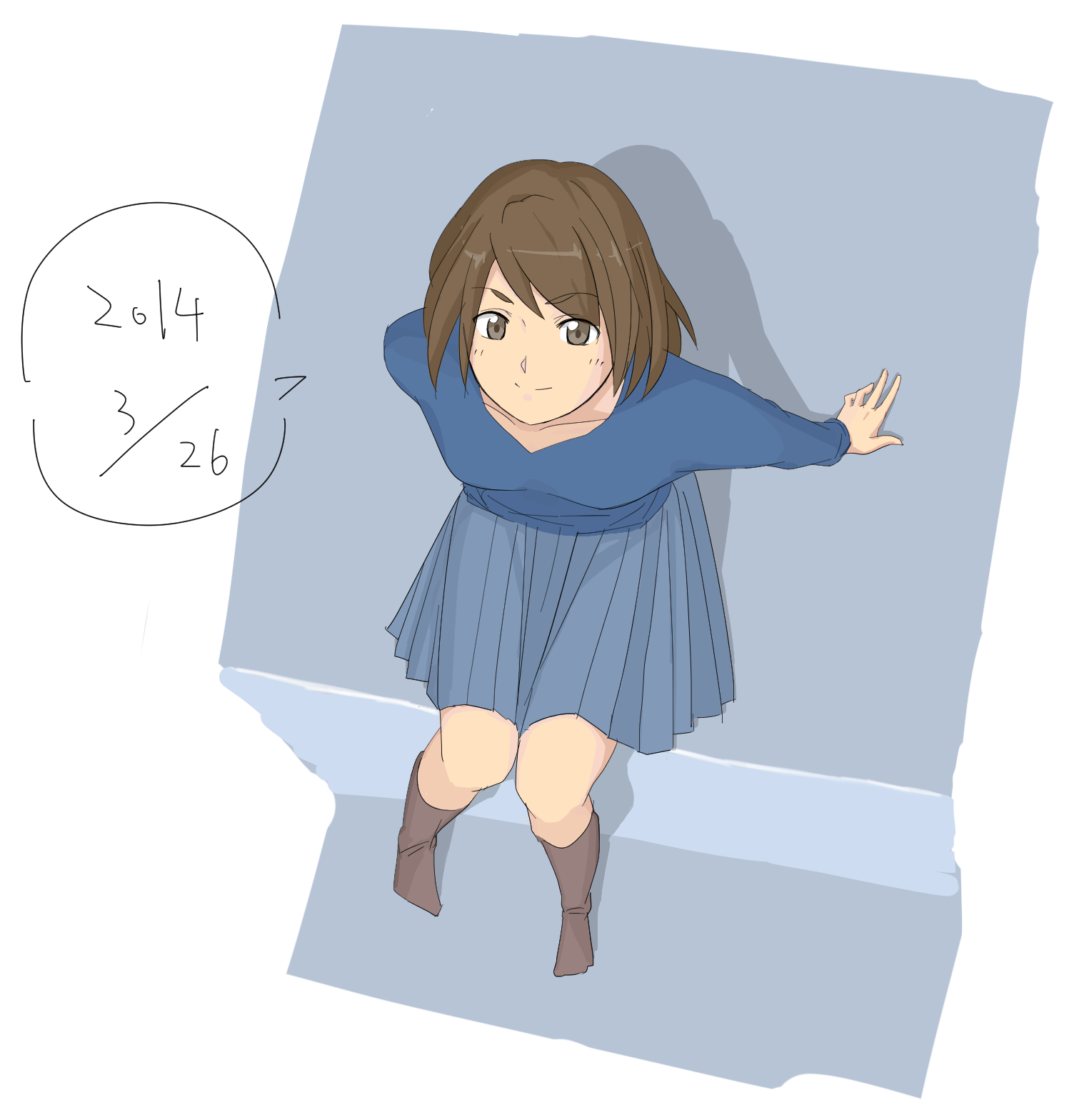 孤男絵 座り俯瞰