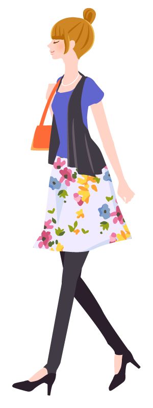 歩く女の子 ガーリー素材 ふんわり可愛い無料イラスト素材 ふんわり可愛い無料イラスト素材