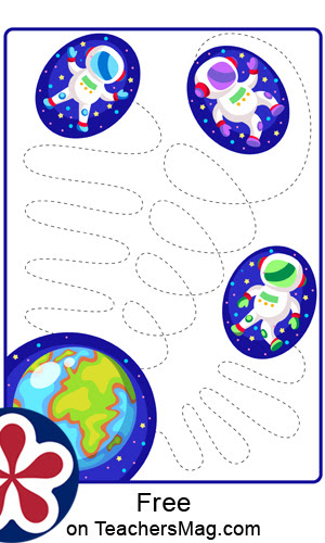 Outer Space-Themed Tracing Worksheets for Kids. TeachersMag.com