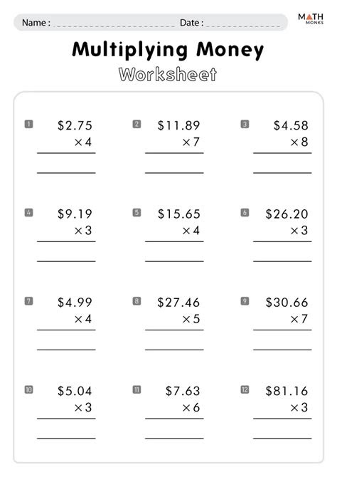  money worksheets for 3rd grade math monks