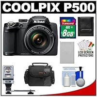 Nikon Coolpix P500 12.1 MP Digital Camera with 8GB Card + Battery + Case + Flash + Cleaning Kit