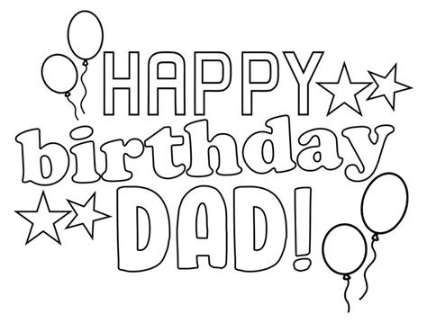  printable happy birthday dad coloring card
