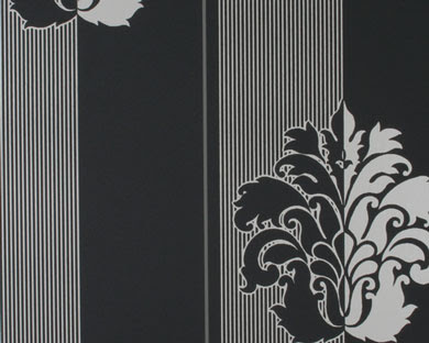 TAPETE FLOCK SCHWARZ WEISS
