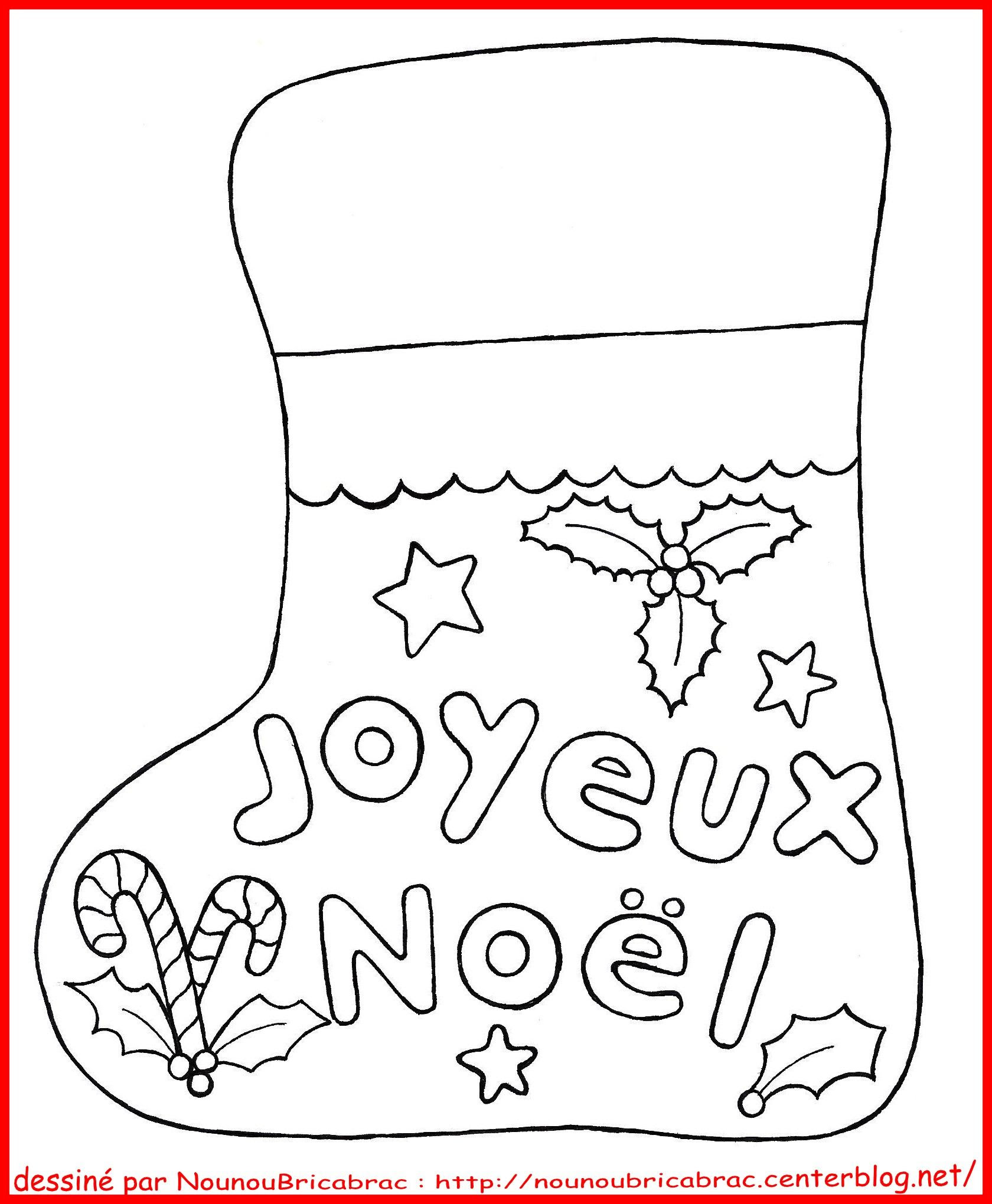 Botte De Noel Joyeux Noel A Colorier