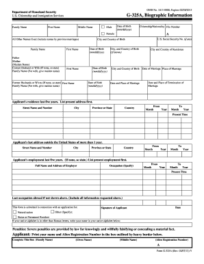 Department of homeland security g 325a biographic information
