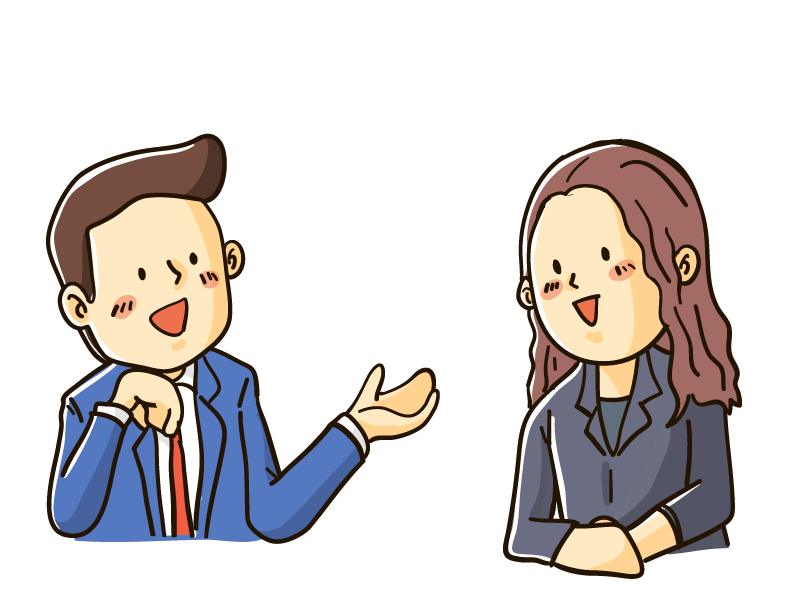 語り合う男女のイラスト 無料で使えるフリーな らくがき素材