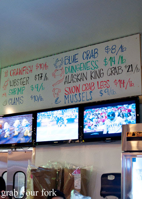 menu seafood Boiling Crab Korea Town Los Angeles California