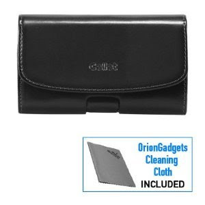 Oriongadgets Horizontal Omega Pouch Case w/ Removable Spring Belt Clip for HTC Thunderbolt (Black) (Includes OrionGadgets Cleaning Cloth)