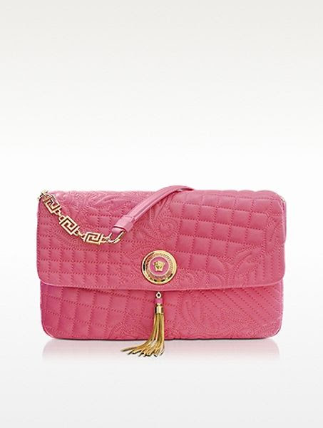 Versace Vanitas Pink Quilted Leather Shoulder Bag in Pink | Lyst