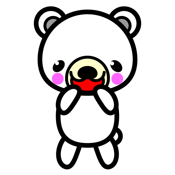 かわいい喜んでいる笑顔の白くまの無料イラスト 商用フリー オイデ43