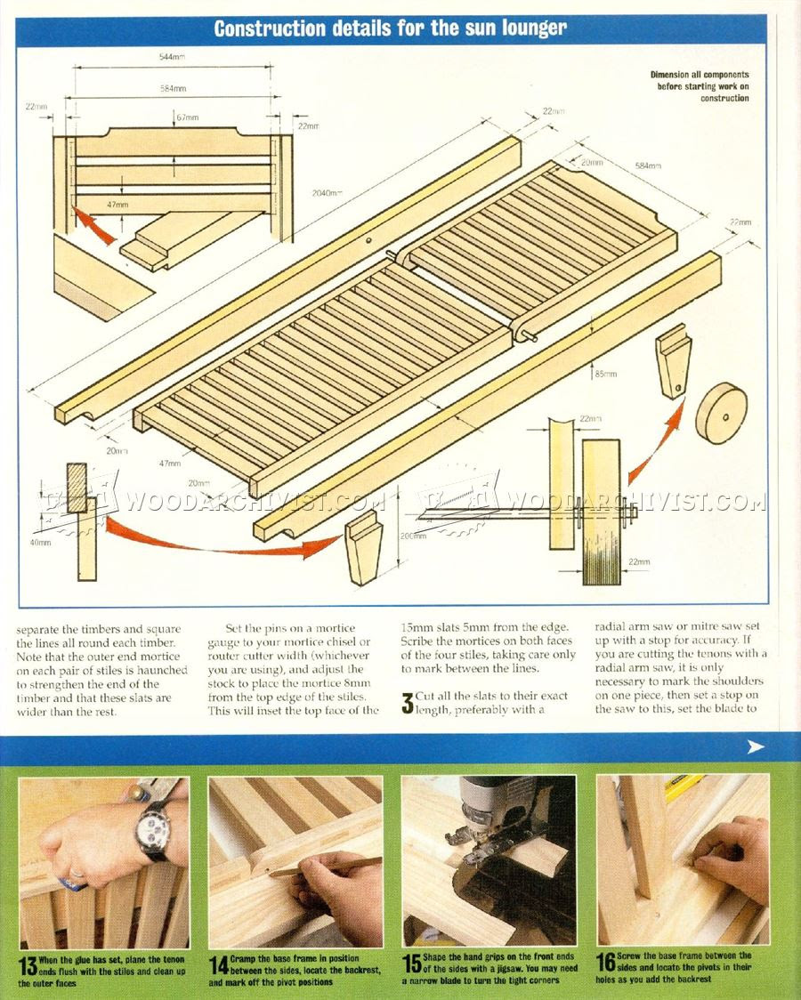 Sun Lounger Plans • WoodArchivist