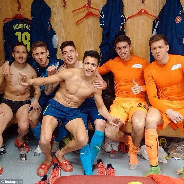 Alexis Sanchez posted this picture on Instagram from inside the Arsenal dressing room after the match