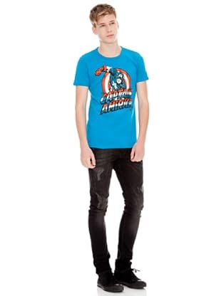 Logoshirt Camiseta Ajustada Marvel Capitán América (Turquesa)