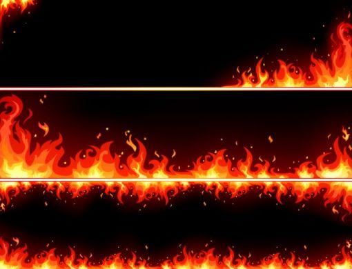 メラメラ燃えるファイアーバナーデザイン ベクター素材 Materialandex