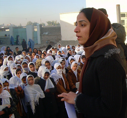 Malalai Joya visits a girls school in Farah province in Afghanistan