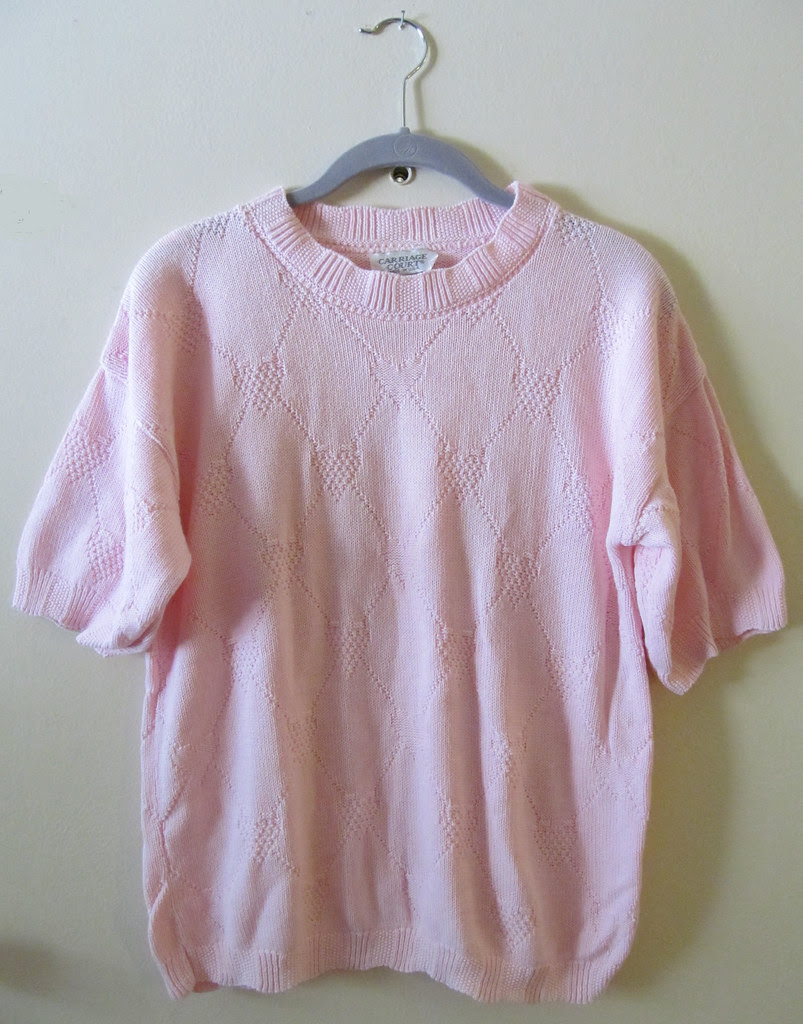 Heart Patterned Short Sleeved Sweater Front