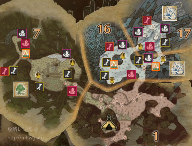 導きの地のマップと採取素材 Mhw モンハンワールド攻略レシピ