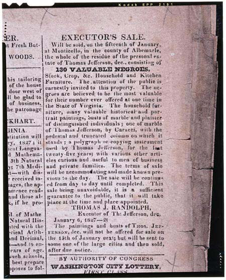 A newspaper clipping auction
