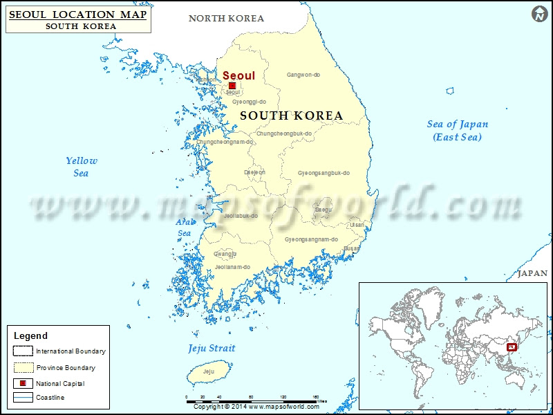 Where is Seoul  Location of Seoul in South Korea Map