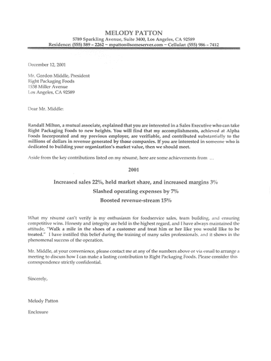Sales Job Cover Letter Sample