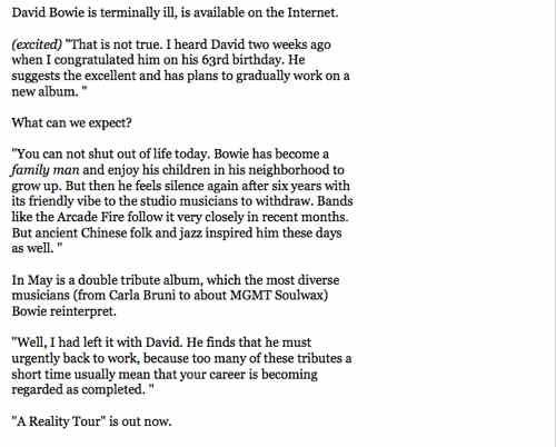 David Bowie Comeback 2010