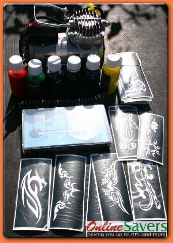 Flaming Peace Sign Airbrush Tattoo tattoos kit tattoos kit neon colored duct