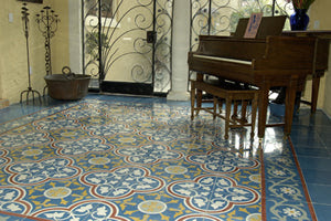 Cement Tile with Traditional Rug Design