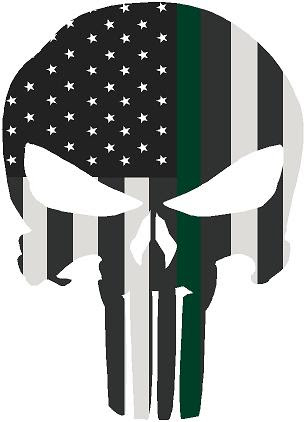 5 Skull Punisher Bw Thin Green Line Shape Sticker Decal Project Thin Line project thin line