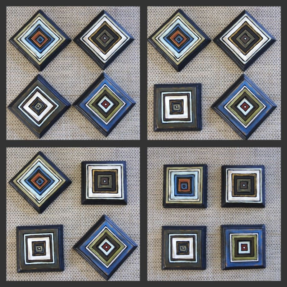 Rustic Blues - Hip To Be Squares - Fun Mix-em-up Wall Art