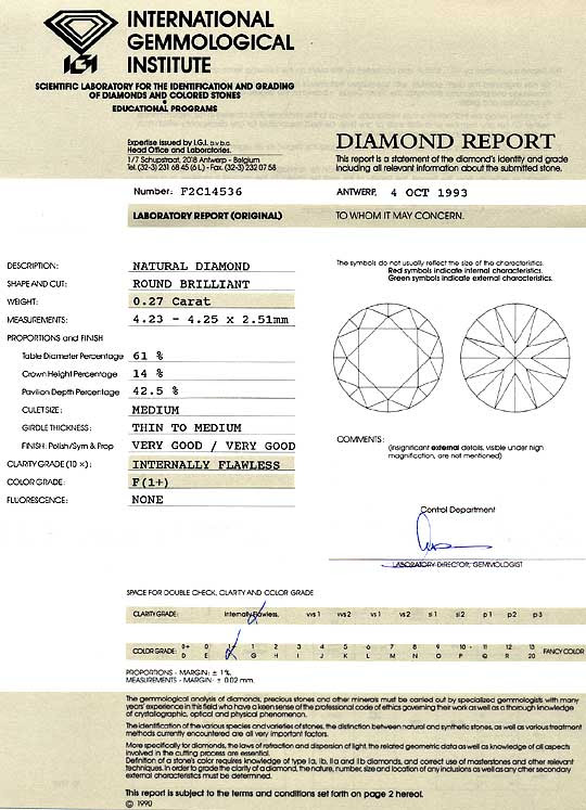 Foto 9, 0,27ct DIAMANT IGI BRILLANT LUPENREIN FEINES WEISS PLUS, D6215