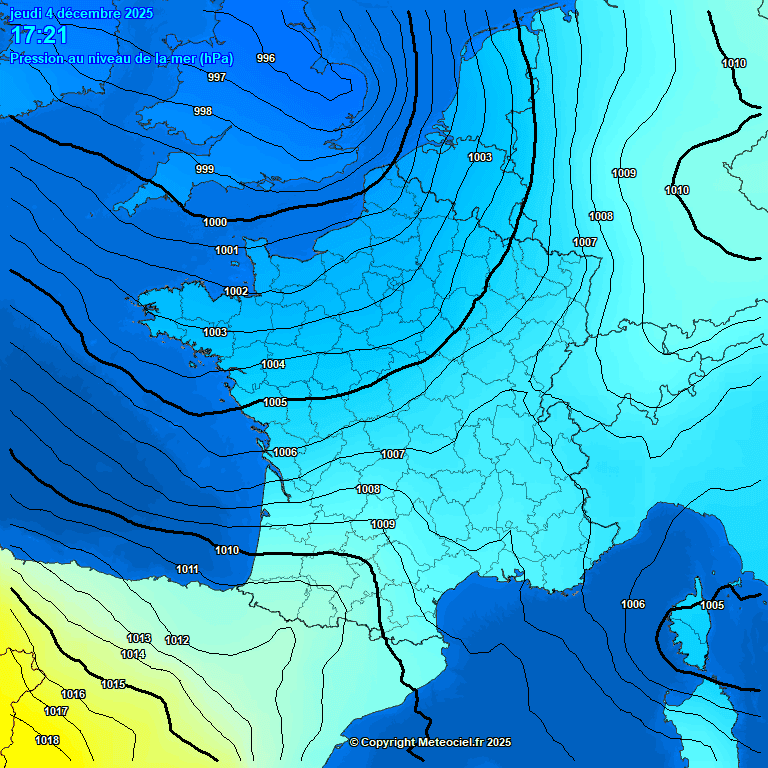 Mapa actual de pressió en superfície