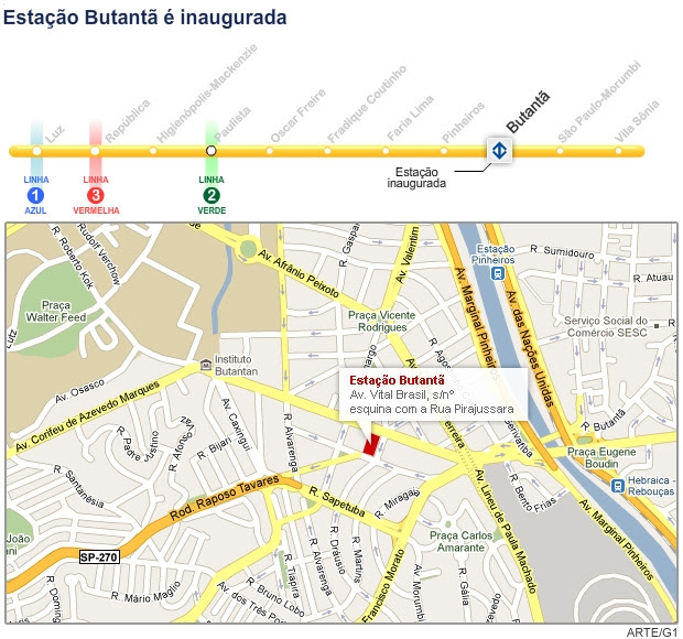 Mapa Metrô Linha Amarela (Foto: Editoria de Arte/G1)