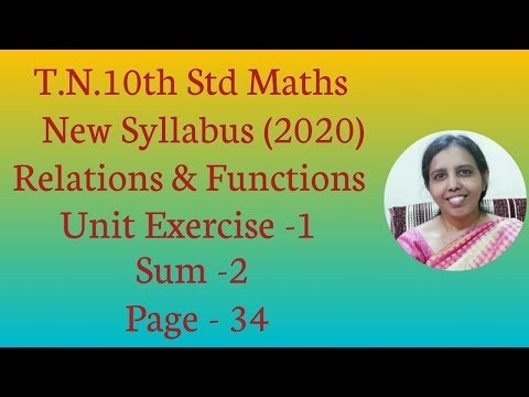 T.N.Class 10 Maths New Syllabus (2020) Relations and Functions Unit Exercise -1 Sum - 2 (Page - 34)