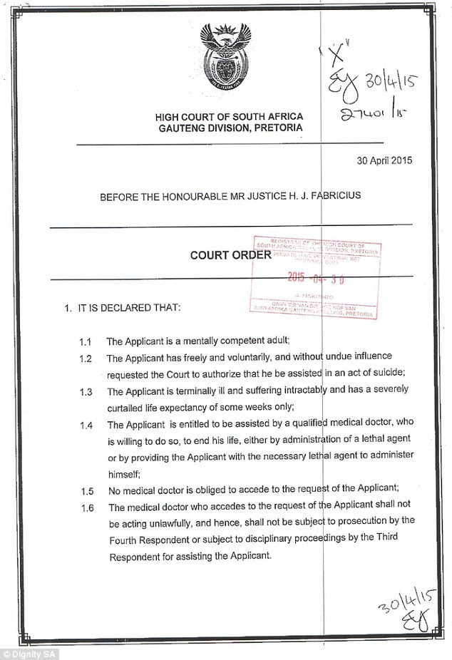 south african judge grants terminally ill man the right to end his life