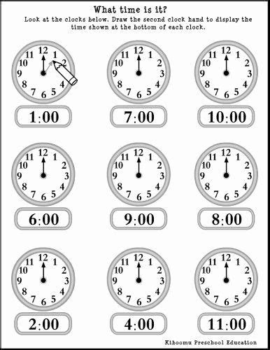  preschool clock worksheet