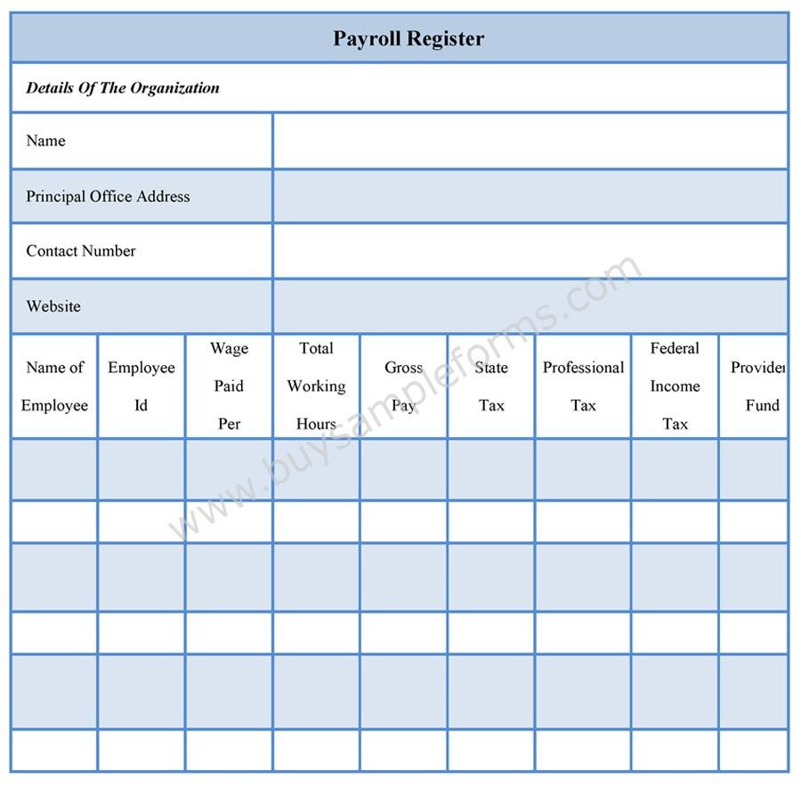 Payroll Register Forms  Payroll Register Template