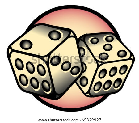 stock vector Tattoo design of two dice rolling lucky seven