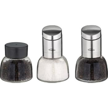 Trudeau Cassia Moulins à poivre et sel + récipient de conservation pour le poivre Verre/inox 22,5 x 7,5 x 15 cm (Import Grande Bretagne) Trudeau Cassia Moulins à poivre et sel + récipient de conservation pour le poivre Verre/inox 22,5 x 7,5 x 15 cm (Import Grande Bretagne)