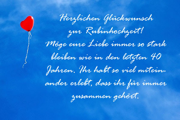 Rubinhochzeit Glückwünsche zum 40. Hochzeitstag